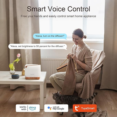 ASAKUKI Essential Oil Diffuser for Home, Smart WiFi 700 ml Humidifier, Easy Connect with Alexa and Google Home, Phone App & Voice Control, Customized Schedule Timers and LED Light - Yellow