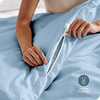 Bare Home Bedding Duvet Cover Extra Long Size - Premium 1800 Super Soft - Lightweight, Cooling Duvet Cover - Soft Breathable Bedding (Twin/Twin XL, Light Blue)