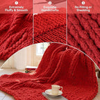 Chunky Knit Blanket - Luxury Soft Cozy 60 * 80 Throw Blanket,100% Woven Blanket Rope Knot Throw Blanket for Couch, Sofa, Home Decor, Gift - Machine Washable (Wine red, 60 * 80)