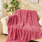 NEWCOSPLAY Super Soft King Blanket Coral Pink Love Premium Silky Flannel Fleece 3D Heart Checkered Lightweight Bed Blanket All Season Use (Coral Pink Love, King(90"x110"))