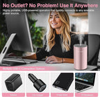 Waterless Essential Oil Diffuser Starter Kit - No Water Needed, Battery Operated Mini Scent Air Machine, Included 3x20ML Essential Oils, Portable Aromatherapy Diffuser for Home & Car & Office, Pink