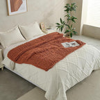 Soft Knitted Throw Blanket - 50x60 Inch Cozy & Lightweight All-Season Blanket, Wrinkle-Resistant Polyester for Couch, Bed, Sofa, Reading Nook (Orange)