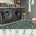Lahome Chloe Insect Botanical 2x6 Runners for Hallways Non Slip, Green Bathroom Kitchen Runner Rugs Non Skid Washable, Boho Soft Indoor Carpet for Entryway Laundry Bedroom(Dark Green,2x6)