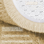 OLANLY Cream Round Rugs for Bedroom - Machine Washable, 9 ft Circle Area Rugs for Living Room, Soft and Fluffy Shaggy Carpet for Teen Girl and Boys, Nursery Rooms, Dorms, Home Decor Aesthetic