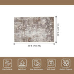 2x3 Washable Non-Slip Area Rug – Small Throw Rug for Kitchen, Entryway, Bedroom, Bathroom – Modern Abstract Neutral Soft Low Pile Thin Indoor Door Mat (Brown Beige,2x3)