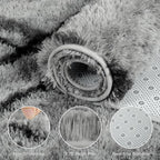 junovo 6x9 Area Rugs - Non-Slip Ultra Soft Washable High Pile Bedroom Rug for Kids, Living Room, Nursery & Dorm, Grey Flame Retardant Plush Shaggy Rug Home Decor
