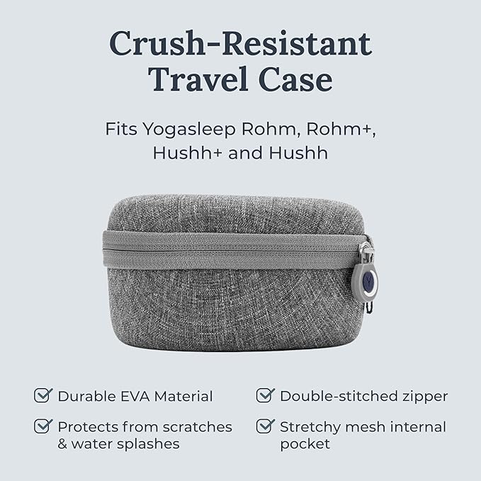 Yogasleep Hushh 2 & Crush Resistant Travel Case, (2 Piece Set) Portable Sound Machine with Backlit Buttons & Night Light, Travel Case with Double Zipper Provides Protection from Scratches & Water