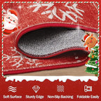 XLUEZ Christmas Area Rug 6x9 Living Room Rugs, Machine Washable Boho Christmas Tree Snowflake Rug Non-Slip Soft Low Pile Holiday Indoor Rugs for Bedroom Kitchen Dining Room Office(Xmas Red, 6'x9')