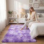 duduta Purple Plush Rugs for Bedroom 3x5 ft, Tie Dye Fluffy Shag Rug for Dorm Nursery Bedside, Machine Washable Non Slip