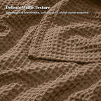PHF Ultra Soft Waffle Weave Throw Blanket 50"x 60"- Washed Lightweight Breathable Cozy Woven Blanket for Bed - Aesthetic Decor for Couch Bedding Sofa Home Car - Mocha