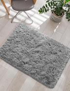 Macgace Small Throw Rugs for Bedroom, 2x3 Grey Mini Non-Slip Area Rug, Super Soft Plush Fluffy Carpet Modern Home Decor Aesthetic for Entryway Entrance Nursery Kids Room Dorm Office