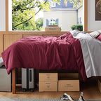 Bedsure Duvet Cover Twin/Twin XL Size - Soft Double Brushed Bedding Set for Kids & Adults, Zipper Closure, 2 Pieces, Includes 1 Duvet Cover (68"x90") & 1 Pillow Sham, NO Comforter, Burgundy Red