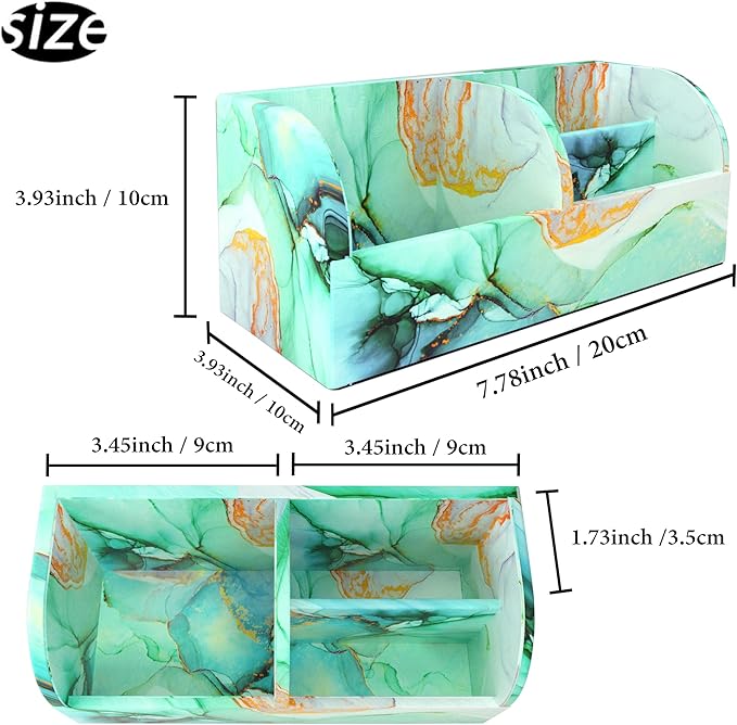QIELIZI PU Leather Supply Organizer,Remote Control Holder Multifunctional Office Stationery Storage Box Organizer,Pencil Holders Organizers Table Top Desktop Desk Accessories(1-Splash Ink)