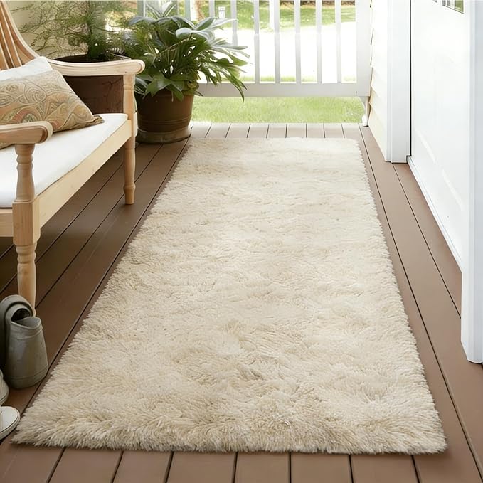 2x4 Indoor Plush Shaggy Runner Rug, Soft Fluffy Fuzzy Area Rug for Hallway Living Room Bedroom Kitchen Entryway, Non-Slip Modern Floor Carpet