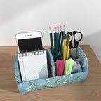 QIELIZI PU Leather Supply Organizer,Remote Control Holder Multifunctional Office Stationery Storage Box Organizer,Pencil Holders Organizers Table Top Desktop Desk Accessories(1-Peach Blossom)