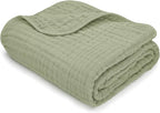 Comfy Cubs Muslin Baby Blanket - Soft, Lightweight, 6-Layer Cotton Swaddle Blankets for Newborns, Infants & Toddlers - 40" x 40" Large, Breathable & Versatile for Sleeping & Tummy Time - Sage