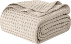 Elegant Comfort Premium 100% Cotton Waffle Blanket - Lightweight Breathable Waffle Weave Bed Blanket - Soft and Warm All Season Blanket for Couch, Sofa and Bed, TwinXL Size 68x90 Inches, Linen
