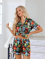 Ekouaer Womens Silk Pajama Sets Button Up Satin Pjs Short Sleeve 2 Piece Pj Sets Cute Lounge Sets with Chest Pocket