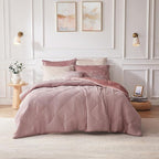 Intelligent Design Twin Comforter Set, Velvet Comforter Set , Luxury Diamond Quilting Comforter Set, Fluffy Comforter Bed Set with Decorative Pillowand 1 Sham, 3 Piece Pink, Twin/Twin XL