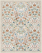 Lahome Claude Floral 8x10 Rugs for Bedroom, Washable Beige Area Rug for Nursery Playroom, Botanical Soft Boho Carpet for Kids Room, Living Room Indoor