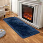 EasyJoy Ultra Soft Fluffy Rugs Faux Fur Rug Chair Cover Seat Pad Fuzzy Area Rug (Dark Blue, 2x6 ft Rectangle)