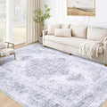 XLUEZ Area Rug 5x7 Living Room Rug, Machine Washable Vintage Distressed Medallion Rug Non-Slip Soft Low Pile Large Indoor Rugs for Bedroom Kitchen Dining Room Office(LightGrey,5'x7')