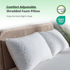 EGOHOME Shredded Memory Foam Pillows, Adjustable Bed Pillows for Side, Back or Stomach Sleepers, Neck Pillows for Sleeping, Queen Size Pillow with Removable Cover (2 Pack)