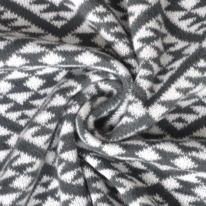 Nordic Style Grey and White Throw Blanket for Couch,Soft Cozy Cable Knit Throw for Bed Sofa Chair Living Room,Lightweight Warm Maximalist Decor Christmas Blanket,50"x60" (cr-D03)