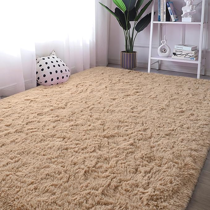 Beige Runner Area Rugs for Bedroom Living Room, 2x6 Feet Fluffy Bedside Rugs, Soft Shaggy Carpet Rug for Kids Room Nursery, Furry Cute Rugs for Girls Boys Dorm Room Home Decor
