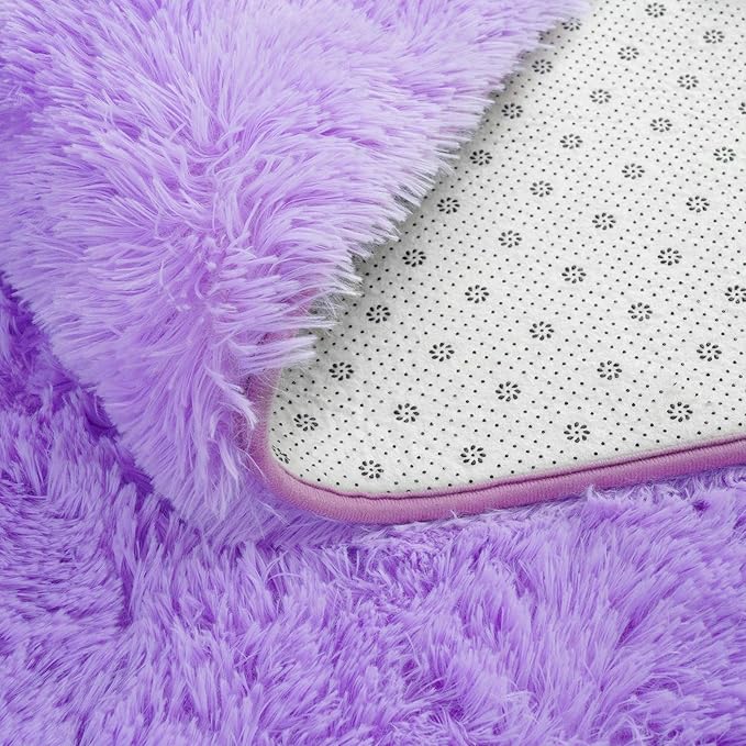 Softlife Light Purple Area Rug for Bedroom, Fluffy Shag Plush 3x5 Rugs for Living Room Girls, Shaggy Throw Soft Fuzzy Small Kids Carpet for Dorm Bedside Ultra Cozy Non-Slip Indoor Decor
