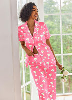 Ekouaer Silk Satin Pajamas Set Women Short Sleeve Sleepwear Soft Button Down Loungewear Pjs Set