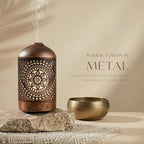 Earnest Living Essential Oil Diffuser Metal Diffuser 100 ml Timers Night Lights and Auto Off Function Home Office Humidifier Aromatherapy Boho Decor Gift