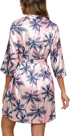 Samring Women's Bride Bridesmaids Robe Short Satin Kimono Robes for Wedding & Bridal Party Silk Bathrobes for Women