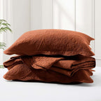 IR Imperial Rooms 8 Pack Quilt King Size Bedding (106" x 96") - Bulk Wholesale for Hotels, Guest Bedroom & Airbnbs - Lightweight Microfiber Reversible Floral Embossed Quilts Bedspreads (Rust)