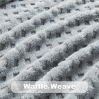 NEWCOSPLAY Super Soft Twin Blanket Grey Premium Silky Flannel Fleece 3D Waffle Checkered Lightweight Bed Blanket All Season Use (Light Grey, Twin(60"x80"))