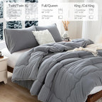 COTTEBED Ultra-Soft Winter King Size Comforter Set, Warm California Cal King Thick Milk Cup Cozy Fully Breathable Bedding 1 Down Alternative with 2 Pillowcase for Winter, Dark Gray