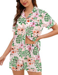 SWOMOG Womens Silk Satin Pajamas Set Short Sleeve Sleepwear Button Down Top and Shorts Loungewear 2 Piece Pjs Set XS-3XL