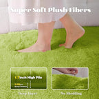 6x9 Area Rugs for Living Room: Fluffy Shag Soft Washable Rug Large Fuzzy Plush Indoor Carpet for Bedroom Nursery Playroom Kids Girls Boys Room (Grass Green, 6'x9')