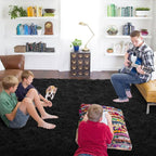ISEAU Black Rug for Living Room, Fluffy 5x8 Feet Area Rug Carpets Soft Shaggy Rugs for Bedroom, Fuzzy and Comfy Shag Large Rug for Teen's Dorm Boys Kids Nursery Room Decor