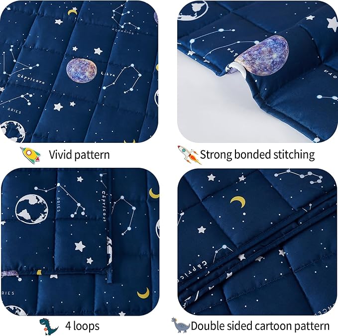 HOSUKKO Weighted Blanket - 3 lbs Navy Starry Sky Heavy Blanket - Small Size Breathable Blanket(20 * 30 inches, 3 lbs)