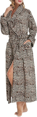 Lavenderi Women’s 100% Cotton Long Kimono Lounge Bathrobe Robe, Ladies Loungewear for Spa