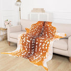 Deer Rug Faux Fur Deer Print Rug, 5.2x6.5 Feet Irregular Shaped Animal Hide Rugs, Soft Faux Cashmere Antelope Fawn Carpet for Living Room, Bedroom, Cabin, Lodge Western Home Decor
