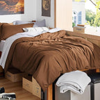 Bedsure Duvet Cover Twin/Twin XL Size - Soft Double Brushed Bedding Set for Kids & Adults, Zipper Closure, 2 Pieces, Includes 1 Duvet Cover (68"x90") & 1 Pillow Sham, NO Comforter, Brown