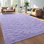Purple Area Rug 8x10 Large Rugs for Living Room Bedroom, Fluffy Soft Rug Modern Carpets for Kids Room, Non-Skid Rectangular Indoor Rug for Girls Boys Playroom Nursery Room Home Decor