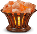 Himalayan Salt Lamp Basket – Salt Lamp with Wooden Bowl – Authentic Himalayan Crystal Night Light – Natural Pink Rock for Bedroom, Living Room, Office and Decor Gift