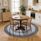 Modern Bordered Round Area Rug 4ft Washable Bedroom Circle Rugs Non Slip Stain Resistant Dining Room Round Throw Carpet Contemporary Circle Mats for Living Room Kitchen Nursery, Grey