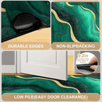 Green Marble Area Rug 2x3 ft Entry Rug Washable Boho Rugs Non Slip Low Pile Floral Door Mat Small Carpet for Bedroom, Bedside, Kids Room, Office, Dining Room