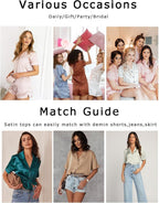 Ekouaer Womens Silk Satin Pajamas Set Short Sleeve Sleepwear Button Down Loungewear 2 Piece Pjs Shorts Set S-5X Plus Size