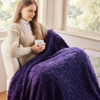 NEWCOSPLAY Super Soft Throw Blanket Purple Premium Silky Flannel Fleece 3D Heart Checkered Lightweight Bed Blanket All Season Use (Purple Heart, Throw(50"x70"))