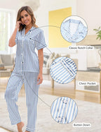 Silk Satin Pajama Set for Women 3-piece Short Sleeve Pajama with Pants Ruffle Shorts Cute Pj Set Button Down Sleepwear